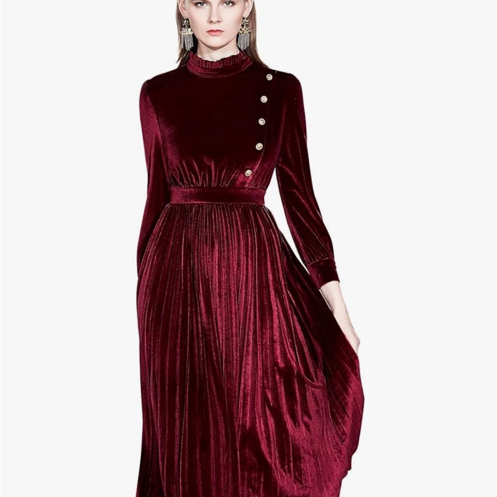 Elegant Burgundy Velvet Dress